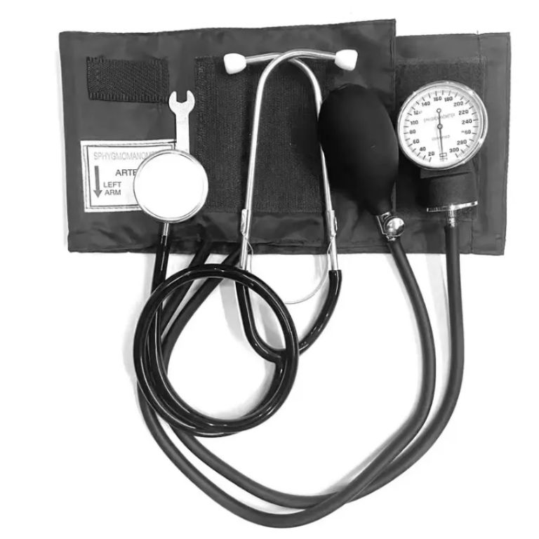 Hospital Aneroid Sphygmomanometer Short Cuff & Double Stethoscope by Scantrik