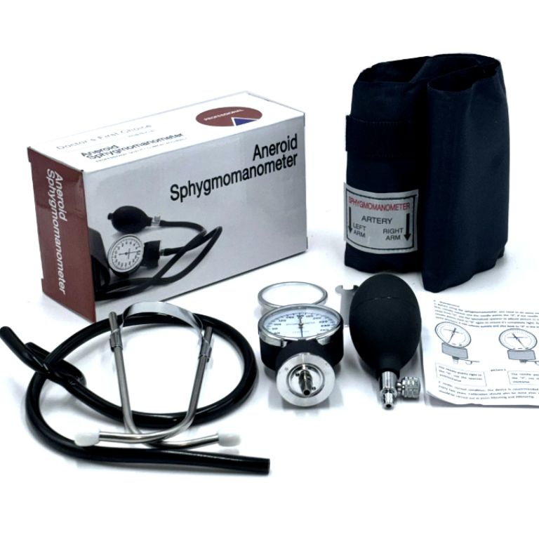 Professional Aneroid Sphygmomanometer Short Cuff & Double Stethoscope by Scantrik