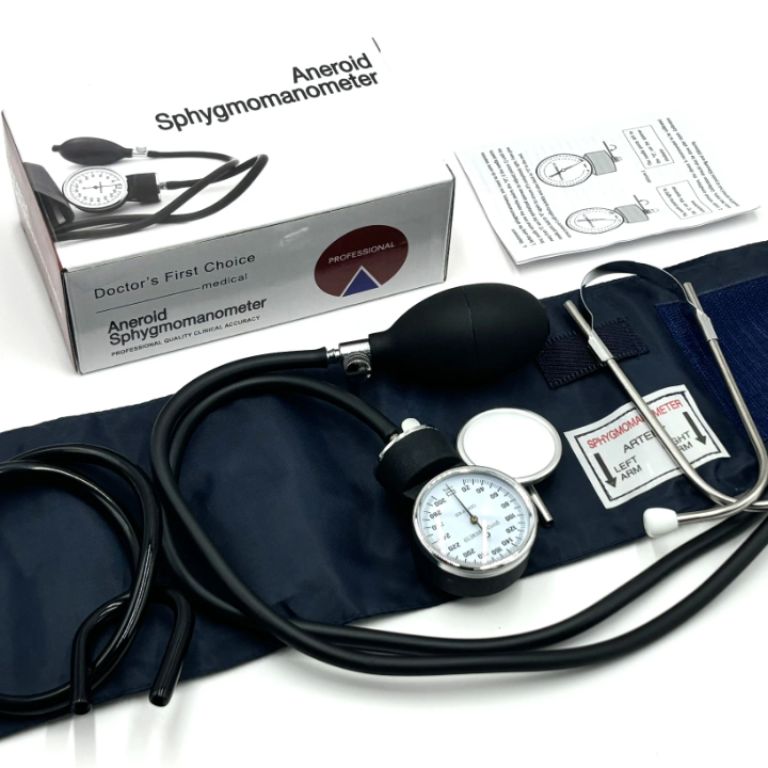 New Type Aneroid Sphygmomanometer Short Cuff & Double Stethoscope by Scantrik