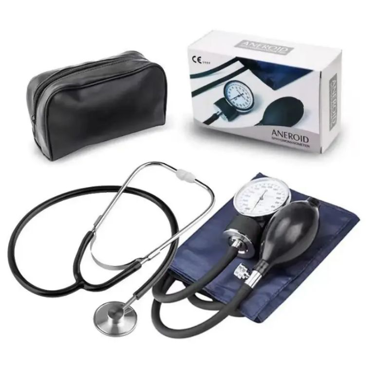 Medical Aneroid Sphygmomanometer Short Cuff & Double Stethoscope by Scantrik