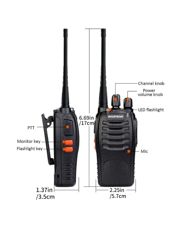 Portable Baofeng BF 888S walkie talkie 2 way radio by Hiphen solutions