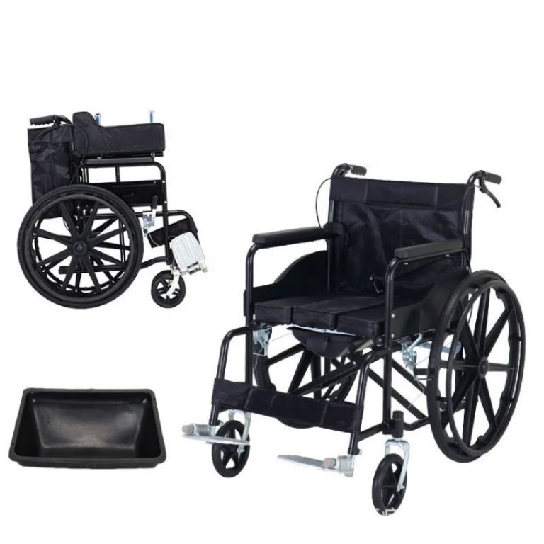 Manual Rolling Commode Chair by Scantrik