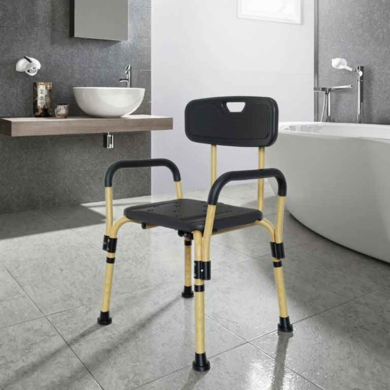 Shower chair with black rest & crossed base in Lagos Nigeria by Scantrik