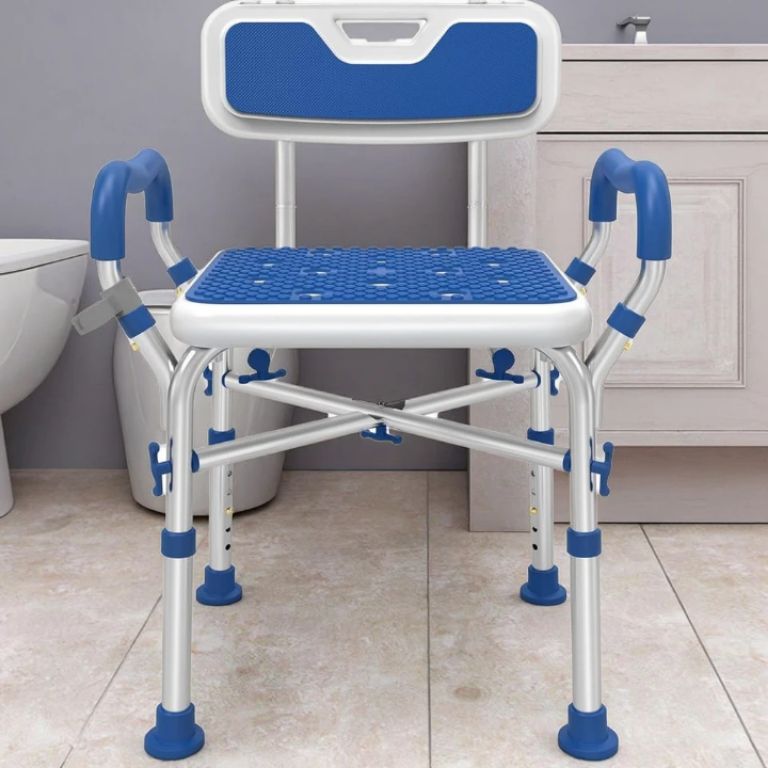 Shower Chair with Backrest with Blue Spong Mat wholesale in Nigeria by Scantrik
