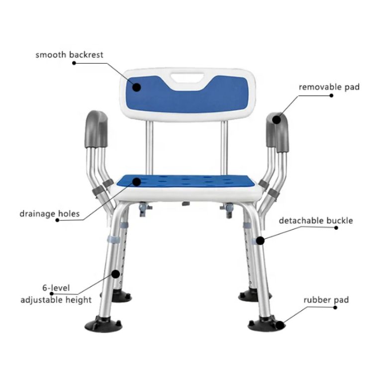Affordable Shower Chair with Backrest with Blue Spong Mat in Nigeria by Scantrik