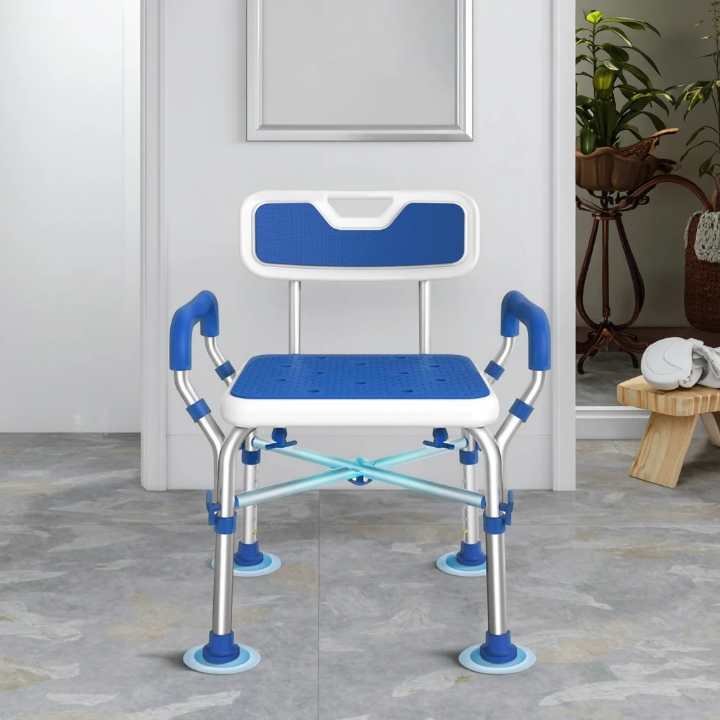 Shower Chair with Backrest with Blue Spong Mat sales in Nigeria by Scantrik