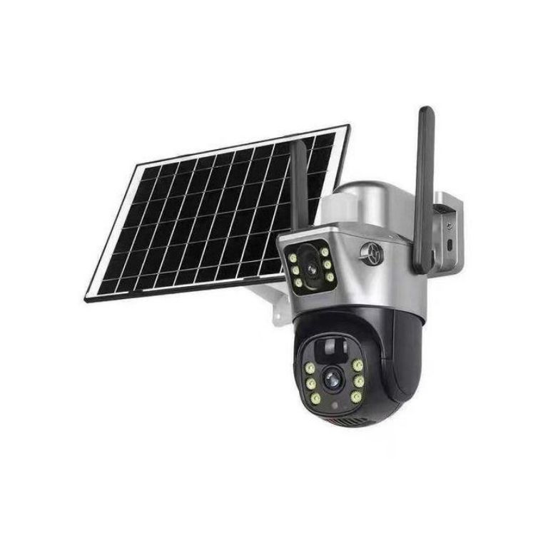 2 Lens V380 Max 4G Solar Camera (White) with Remote Live View by Lumett