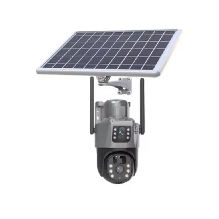 2 Lens V380 Max 4G Solar Camera (White) with Remote Live View by Lumett