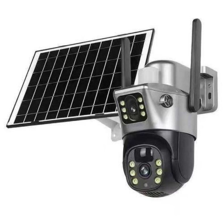 2 Lens V380 Max 4G Solar Camera (White) with Remote Live View by Lumett