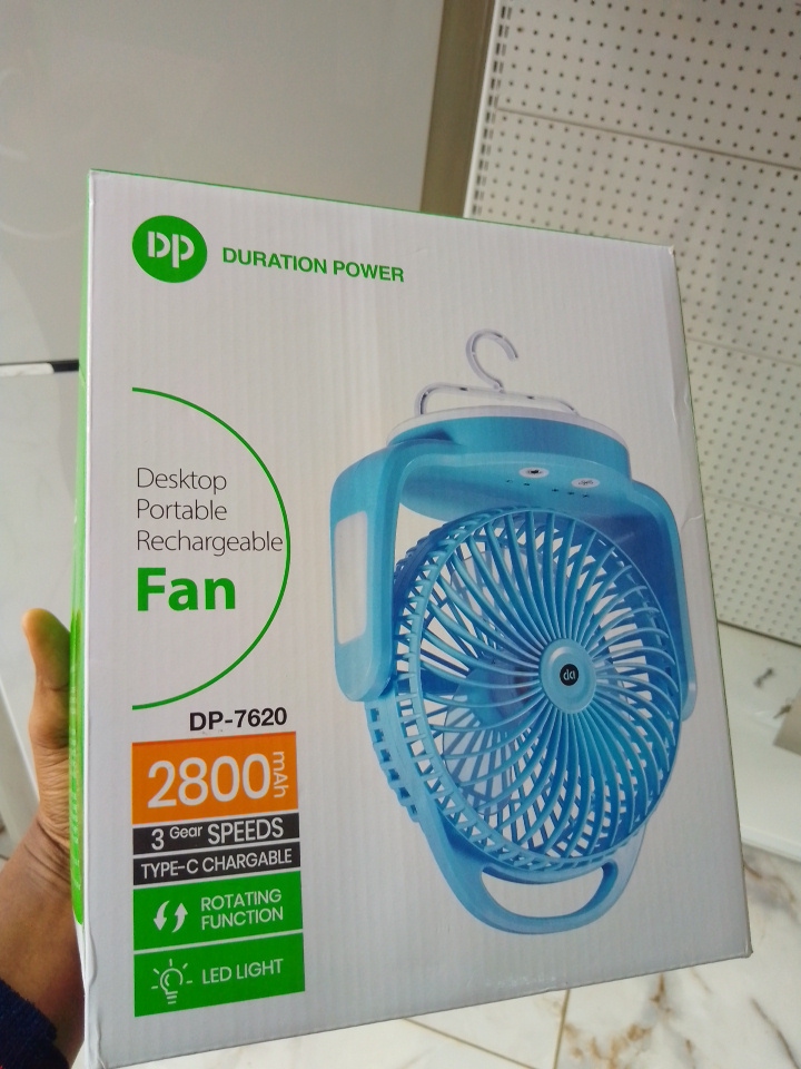 DP Desktop Portable Rechargeable Fan – DP-7620 By Lumett