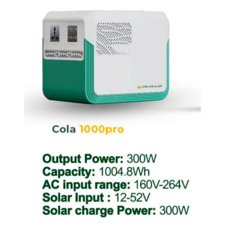 Cola 1000 Pro 1KWH 300W All-In-One Solar Generator – Affordable Portable Solar Power Supply (Solar Panel Not Included) by Lumett